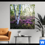 Alu Dibond Bild Wald Mit Heideblumen Quadrat Produktvorschau mit dem Bild Wald mit Heideblumen im Format Quadrat.