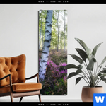 Alu Dibond Bild Wald Mit Heideblumen Schmal Produktvorschau mit dem Bild Wald mit Heideblumen im Format Schmal.