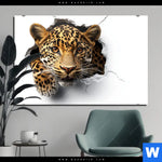 Alu Dibond Bild Wanddurchbruch Leopard Querformat Produktvorschau mit dem Bild Wanddurchbruch - Leopard im Format Querformat.