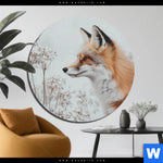 Alu Dibond Bild Winterstille Der Fuchs Rund Produktvorschau mit dem Bild Winterstille - Der Fuchs im Format Rund.
