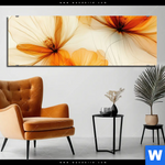 Alu Dibond Bild Zarte Blueten In Orange Panorama Produktvorschau mit dem Bild Zarte Blüten in Orange im Format Panorama.