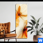 Alu Dibond Bild Zarte Blueten In Orange Schmal Produktvorschau mit dem Bild Zarte Blüten in Orange im Format Schmal.