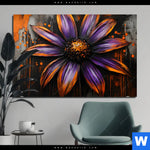 Aluminiumbild Gebürstet Abstrakte Blume In Orange Lila Querformat Produktvorschau mit dem Bild Abstrakte Blume in Orange & Lila im Format Querformat.