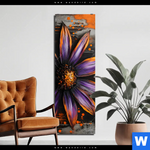 Aluminiumbild Gebürstet Abstrakte Blume In Orange Lila Schmal Produktvorschau mit dem Bild Abstrakte Blume in Orange & Lila im Format Schmal.