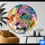 Aluminiumbild Gebürstet Abstrakte Loewin Rund Produktvorschau mit dem Bild Abstrakte Löwin im Format Rund.
