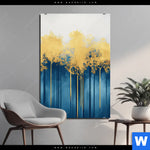 Aluminiumbild Gebürstet Abstrakter Wald Blau Gold Hochformat Produktvorschau mit dem Bild Abstrakter Wald - Blau & Gold im Format Hochformat.