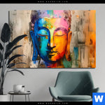 Aluminiumbild Gebürstet Abstraktes Buddha Gesicht Querformat Produktvorschau mit dem Bild Abstraktes Buddha-Gesicht im Format Querformat.