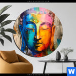 Aluminiumbild Gebürstet Abstraktes Buddha Gesicht Rund Produktvorschau mit dem Bild Abstraktes Buddha-Gesicht im Format Rund.