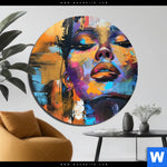 Aluminiumbild Gebürstet Abstraktes Frauenportraet Dilara Rund Produktvorschau mit dem Bild Abstraktes Frauenporträt Dilara im Format Rund.