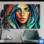 Aluminiumbild Gebürstet Abstraktes Frauenportraet Hydra Querformat Produktvorschau mit dem Bild Abstraktes Frauenporträt Hydra im Format Querformat.