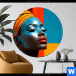 Aluminiumbild Gebürstet Afrikanische Frau Mit Turban Rund Produktvorschau mit dem Bild Afrikanische Frau mit Turban im Format Rund.