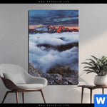 Aluminiumbild Gebürstet Alpen Im Nebel Hochformat Produktvorschau mit dem Bild Alpen im Nebel im Format Hochformat.