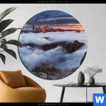 Aluminiumbild Gebürstet Alpen Im Nebel Rund Produktvorschau mit dem Bild Alpen im Nebel im Format Rund.