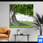 Aluminiumbild Gebürstet Alte Linde Auf Sommerwiese Quadrat Produktvorschau mit dem Bild Alte Linde auf Sommerwiese im Format Quadrat.