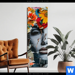 Aluminiumbild Gebürstet Angelina Frau Mit Blumen Im Haar Schmal Produktvorschau mit dem Bild Angelina - Frau mit Blumen im Haar im Format Schmal.