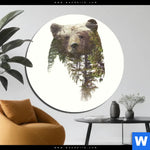 Aluminiumbild Gebürstet Baer Wald No 1 Rund Produktvorschau mit dem Bild Bär & Wald No.1 im Format Rund.