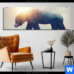 Aluminiumbild Gebürstet Baer Wald No2 Panorama Produktvorschau mit dem Bild Bär & Wald No.2 im Format Panorama.