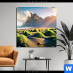 Aluminiumbild Gebürstet Beeindruckendes Island Quadrat Produktvorschau mit dem Bild Beeindruckendes Island im Format Quadrat.