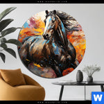 Aluminiumbild Gebürstet Bella Abstraktes Pferdeportraet Rund Produktvorschau mit dem Bild Bella - Abstraktes Pferdeporträt im Format Rund.