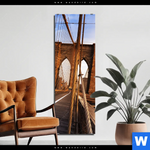 Aluminiumbild Gebürstet Beruehmte Brooklyn Bridge Schmal Produktvorschau mit dem Bild Berühmte Brooklyn Bridge im Format Schmal.