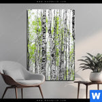 Aluminiumbild Gebürstet Birkenwald Hochformat Produktvorschau mit dem Bild Birkenwald im Format Hochformat.