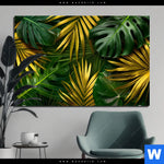 Aluminiumbild Gebürstet Blaetter Gold Gruen Querformat Produktvorschau mit dem Bild Blätter Gold Grün im Format Querformat.