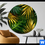 Aluminiumbild Gebürstet Blaetter Gold Gruen Rund Produktvorschau mit dem Bild Blätter Gold Grün im Format Rund.