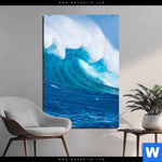 Aluminiumbild Gebürstet Blaue Welle Im Meer Hochformat Produktvorschau mit dem Bild Blaue Welle im Meer im Format Hochformat.