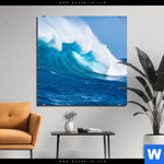 Aluminiumbild Gebürstet Blaue Welle Im Meer Quadrat Produktvorschau mit dem Bild Blaue Welle im Meer im Format Quadrat.