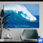 Aluminiumbild Gebürstet Blaue Welle Im Meer Querformat Produktvorschau mit dem Bild Blaue Welle im Meer im Format Querformat.