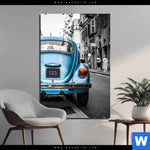 Aluminiumbild Gebürstet Blauer Oldtimer Hochformat Produktvorschau mit dem Bild Blauer Oldtimer im Format Hochformat.