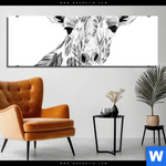 Aluminiumbild Gebürstet Bleistiftzeichnung Giraffe Panorama Produktvorschau mit dem Bild Bleistiftzeichnung Giraffe im Format Panorama.