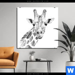 Aluminiumbild Gebürstet Bleistiftzeichnung Giraffe Quadrat Produktvorschau mit dem Bild Bleistiftzeichnung Giraffe im Format Quadrat.