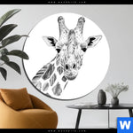 Aluminiumbild Gebürstet Bleistiftzeichnung Giraffe Rund Produktvorschau mit dem Bild Bleistiftzeichnung Giraffe im Format Rund.