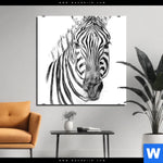 Aluminiumbild Gebürstet Bleistiftzeichnung Zebra Quadrat Produktvorschau mit dem Bild Bleistiftzeichnung Zebra im Format Quadrat.