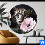 Aluminiumbild Gebürstet Blumen Und Raubkatzenmagie Rund Produktvorschau mit dem Bild Blumen und Raubkatzenmagie im Format Rund.