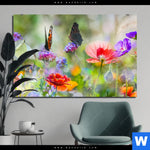 Aluminiumbild Gebürstet Blumenwiese Mit Schmetterlingen Querformat Produktvorschau mit dem Bild Blumenwiese mit Schmetterlingen im Format Querformat.