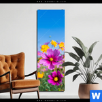 Aluminiumbild Gebürstet Blumenwiese Unter Blauem Himmel Schmal Produktvorschau mit dem Bild Blumenwiese unter blauem Himmel im Format Schmal.