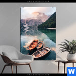 Aluminiumbild Gebürstet Boote Im Bergsee Hochformat Produktvorschau mit dem Bild Boote im Bergsee im Format Hochformat.