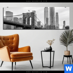 Aluminiumbild Gebürstet Brooklyn Bridge Schwarzweiss Panorama Produktvorschau mit dem Bild Brooklyn Bridge Schwarzweiß im Format Panorama.