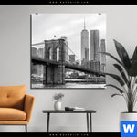 Aluminiumbild Gebürstet Brooklyn Bridge Schwarzweiss Quadrat Produktvorschau mit dem Bild Brooklyn Bridge Schwarzweiß im Format Quadrat.