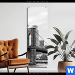 Aluminiumbild Gebürstet Brooklyn Bridge Schwarzweiss Schmal Produktvorschau mit dem Bild Brooklyn Bridge Schwarzweiß im Format Schmal.