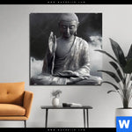 Aluminiumbild Gebürstet Buddha Erleuchtung Im Dunkeln Quadrat Produktvorschau mit dem Bild Buddha - Erleuchtung im Dunkeln im Format Quadrat.