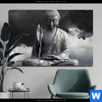 Aluminiumbild Gebürstet Buddha Erleuchtung Im Dunkeln Querformat Produktvorschau mit dem Bild Buddha - Erleuchtung im Dunkeln im Format Querformat.