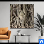 Aluminiumbild Gebürstet Buddha In Baumwurzeln Quadrat Produktvorschau mit dem Bild Buddha in Baumwurzeln im Format Quadrat.