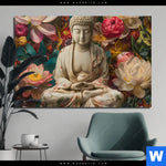 Aluminiumbild Gebürstet Buddha In Farbenfrohen Blumen Querformat Produktvorschau mit dem Bild Buddha in farbenfrohen Blumen im Format Querformat.