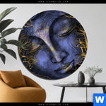 Aluminiumbild Gebürstet Buddha In Gold Blau Rund Produktvorschau mit dem Bild Buddha in Gold & Blau im Format Rund.