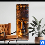 Aluminiumbild Gebürstet Buddha Kopf Seerose Schmal Produktvorschau mit dem Bild Buddha Kopf & Seerose im Format Schmal.