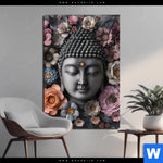 Aluminiumbild Gebürstet Buddha Kunst Mit Pastellblueten Hochformat Produktvorschau mit dem Bild Buddha-Kunst mit Pastellblüten im Format Hochformat.