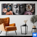 Aluminiumbild Gebürstet Buddha Kunst Mit Pastellblueten Panorama Produktvorschau mit dem Bild Buddha-Kunst mit Pastellblüten im Format Panorama.